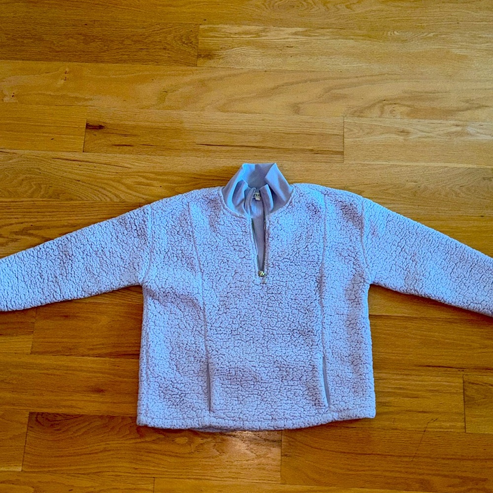 A fluffy purple sweatshirt!